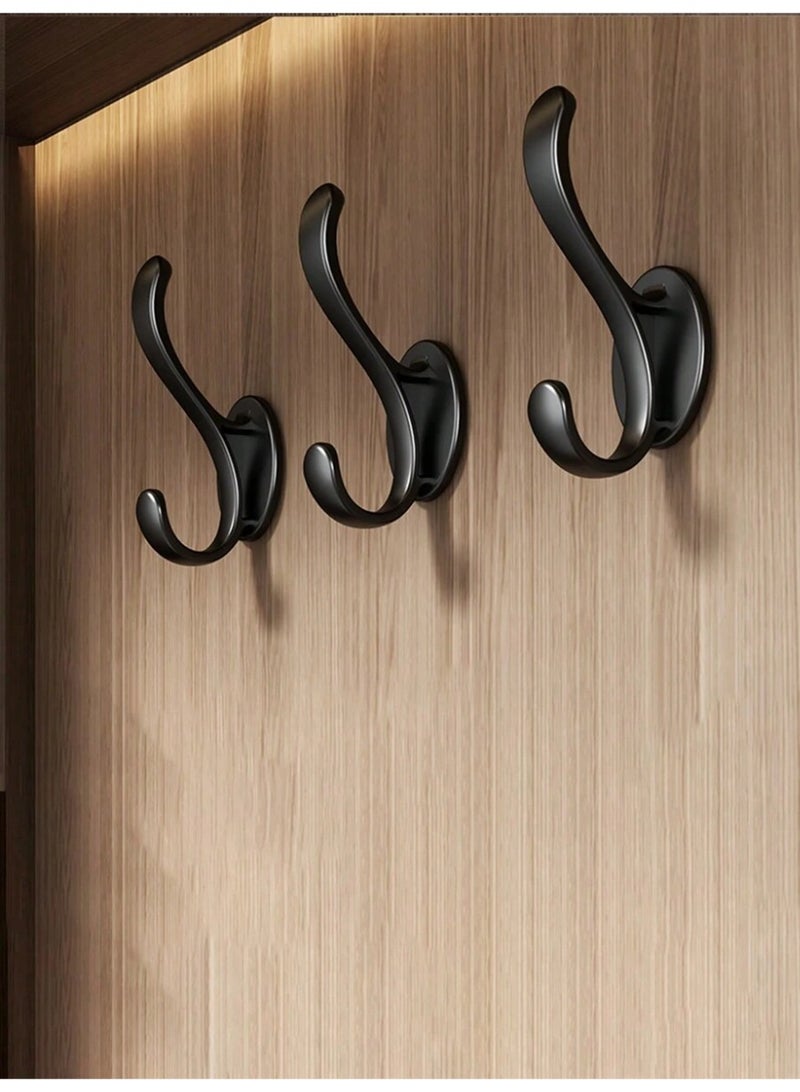 3 خطافات حائط سوداء عصرية – علاقة معاطف ومناشف بتصميم منحني – خطافات حائط متينة – تشطيب أسود مطفي للمدخل والحمام وغرفة النوم